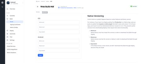 Application auto build versioning