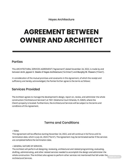 Architect Agreement Template