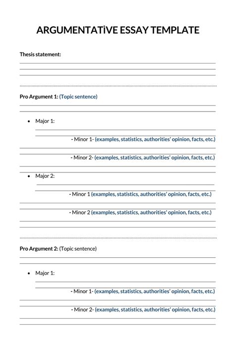 Argument Essay Outline Template