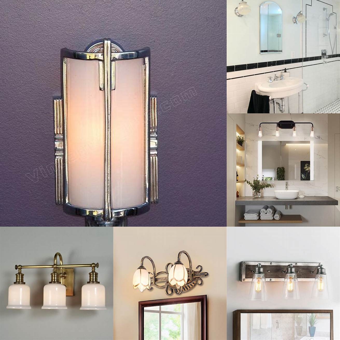 Art Deco-inspired vintage bathroom vanity lights