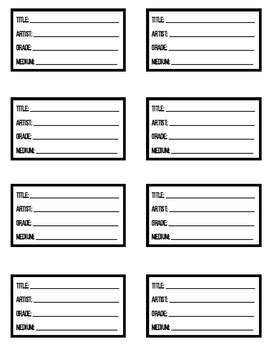 Art Show Labels Template