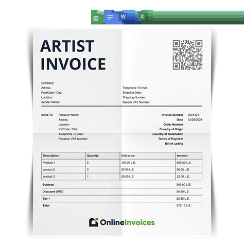 Artist Invoice Template