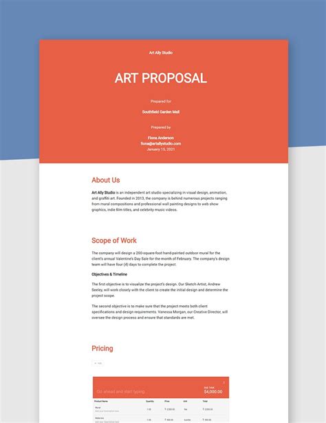 Artwork Proposal Template
