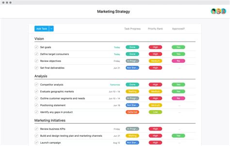 Asana Marketing Strategy Template