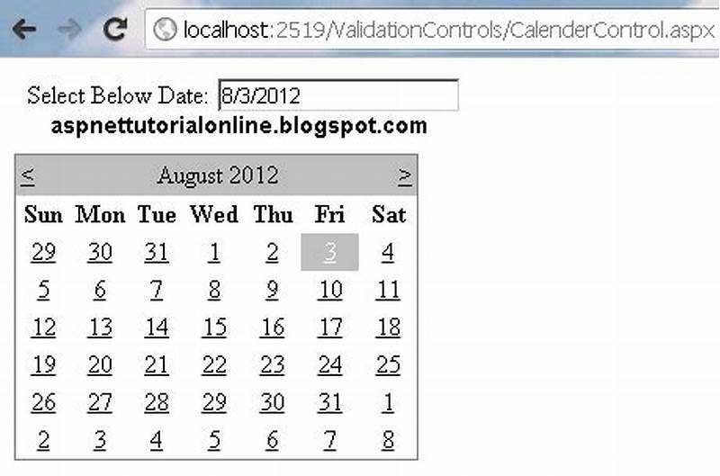 Asp Net Calendar Control Example C#