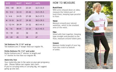 Athleta Sizing Chart