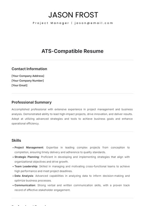 Ats Compatible Resume Template