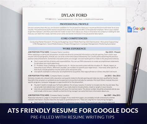Ats Friendly Google Docs Resume Template