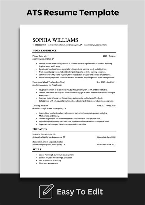 Ats Friendly Resume Free Templates
