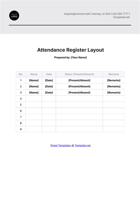 Attendance Register Template