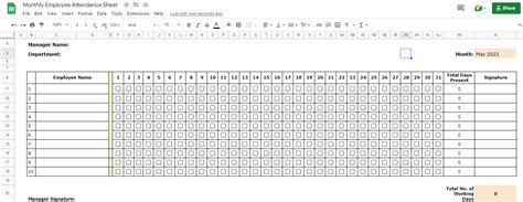 Attendance Sheet Template Google Sheets
