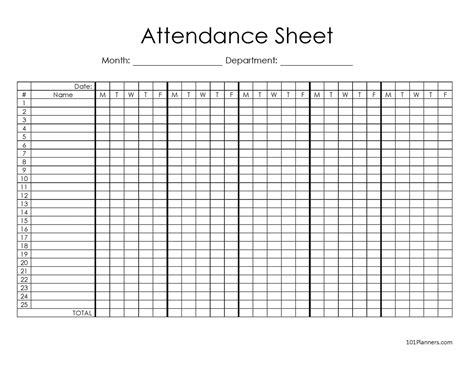 Attendance Tracker Printable