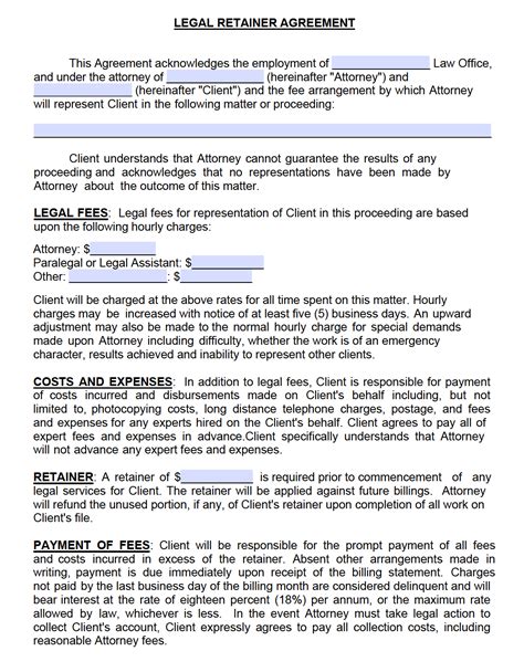 Attorney Retainer Agreement Template