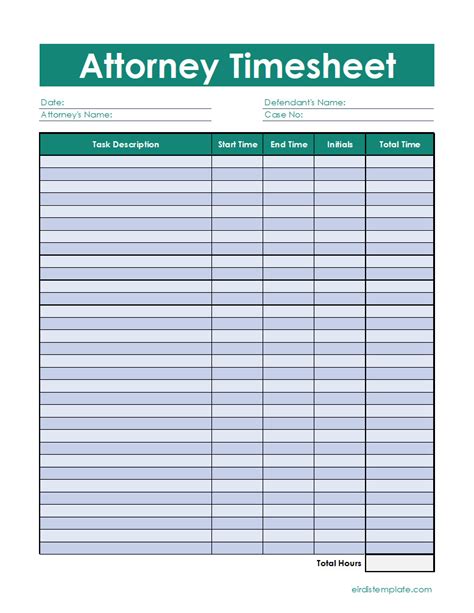 Attorney Time Log Template