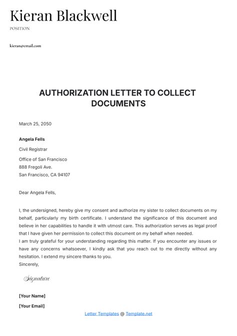 Authorize Letter Template