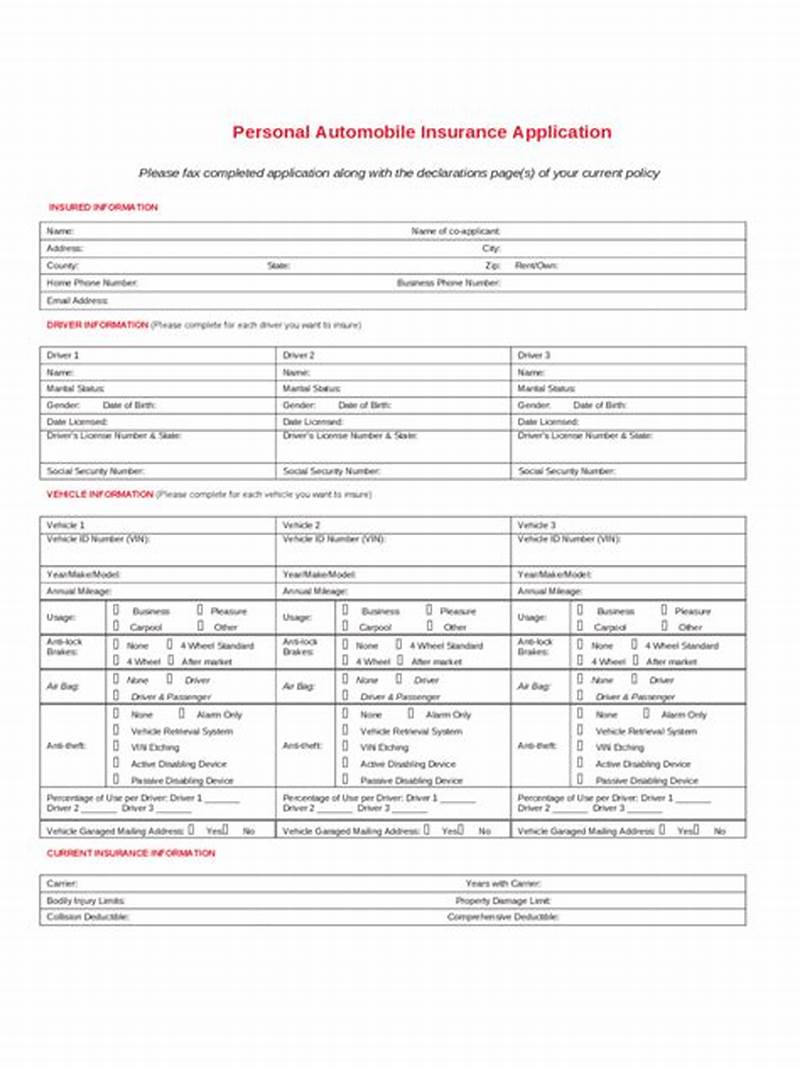 Auto Insurance Form
