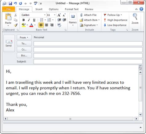 Auto Reply Template Message