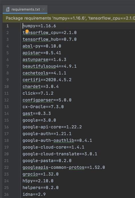 Automatically create file requirementstxt