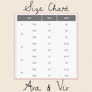 Ava And Viv Size Chart