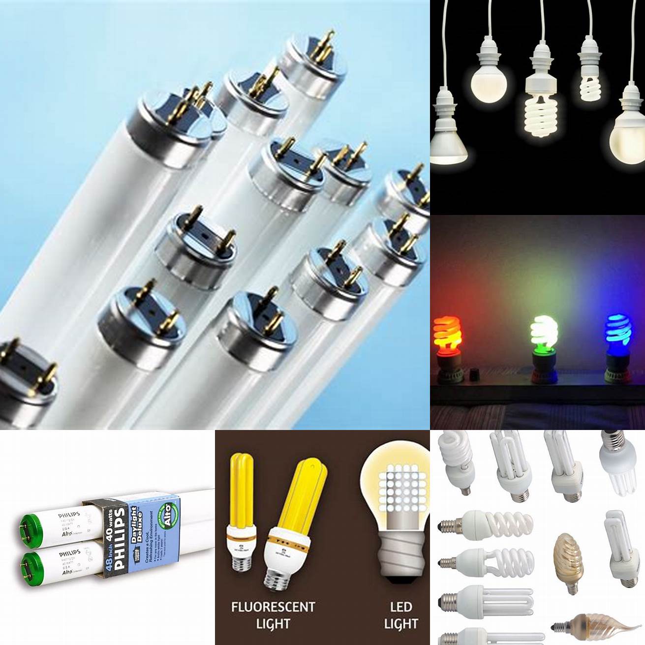 Available in different colors Fluorescent bulbs come in a variety of colors so you can choose the one that best suits your needs