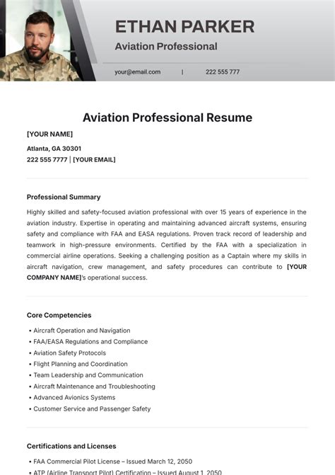 Aviation Resume Template