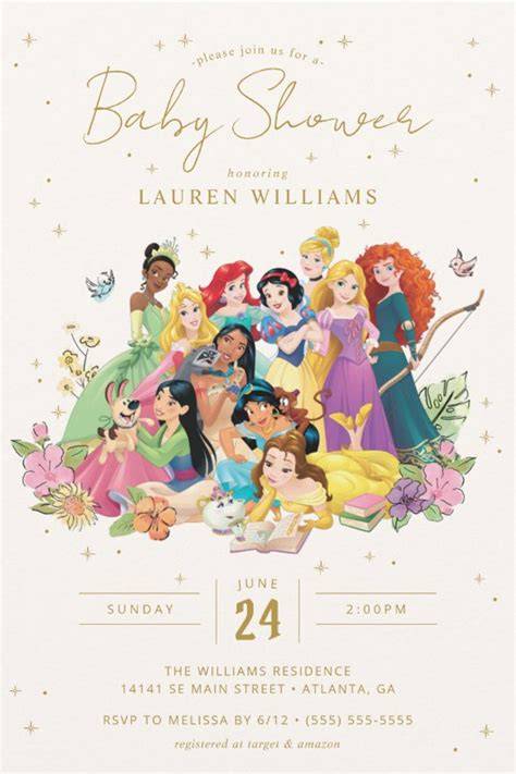 Baby Disney Princess Baby Shower Card Printable