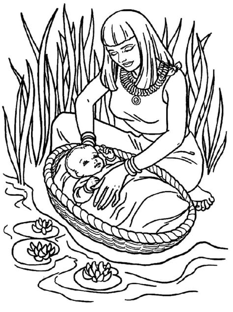Baby Moses Coloring Pages Printable Free