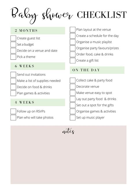 Baby Shower Planning Template