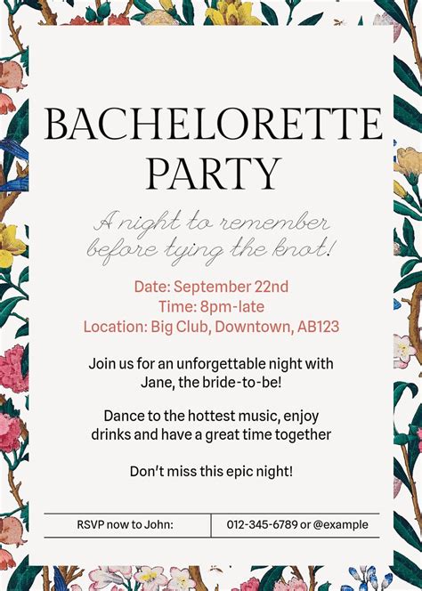Bachelorette Party Invite Template