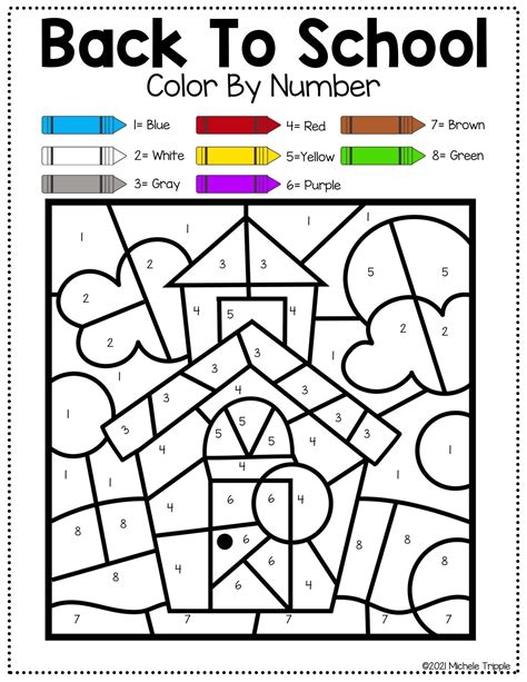 Back To School Color By Number Coloring Pages Printable