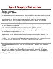 Balancing Power In The Constitution Speech Template