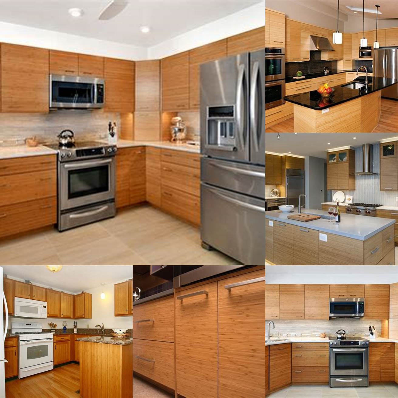 Bamboo kitchen cabinets with natural finish
