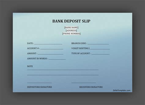 Bank Deposit Slip Template Word