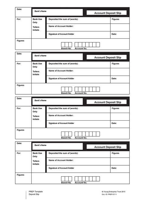 Bank Deposit Ticket Template