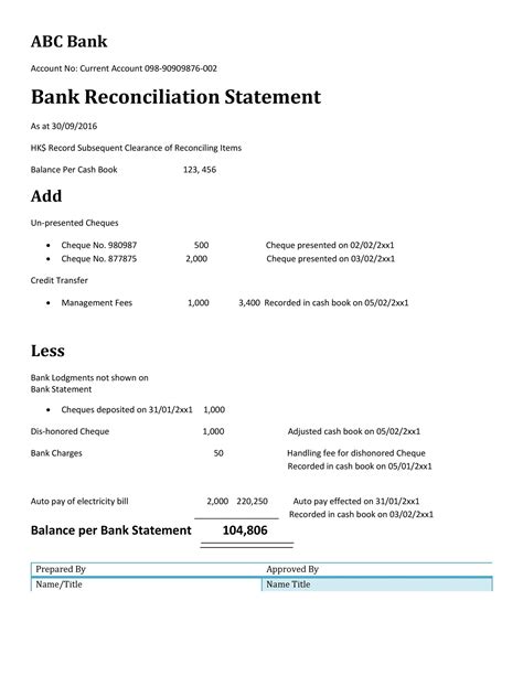 Bank Reconciliation Template