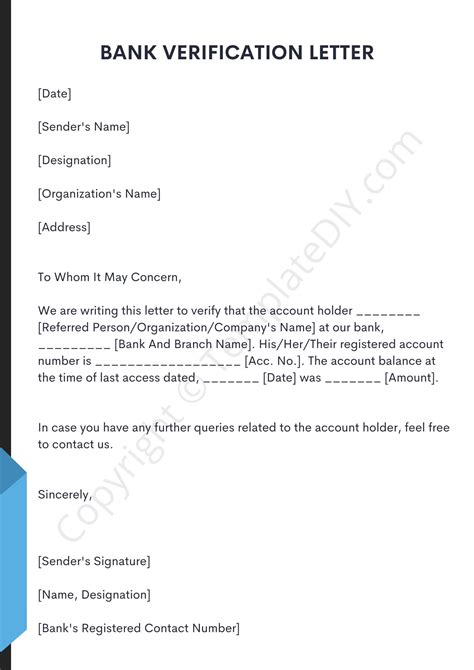 Bank Verification Letter Template