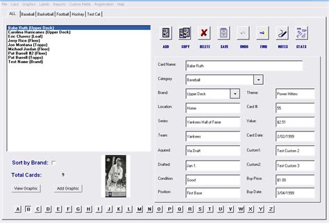 Baseball Card Catalog Software