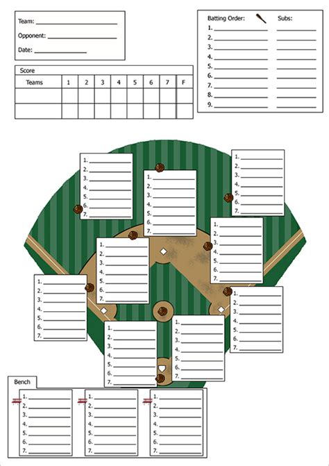 Baseball Defensive Lineup Template