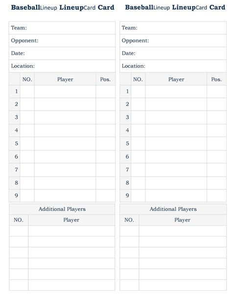 Baseball Team Roster Template