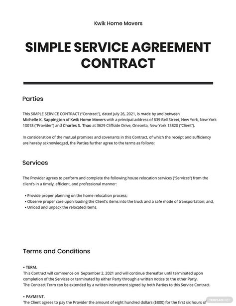 Basic Contract For Services Template