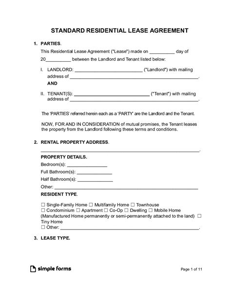 Basic Lease Agreement Template