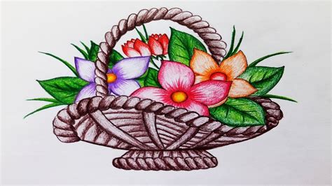 Basket Flower Drawing