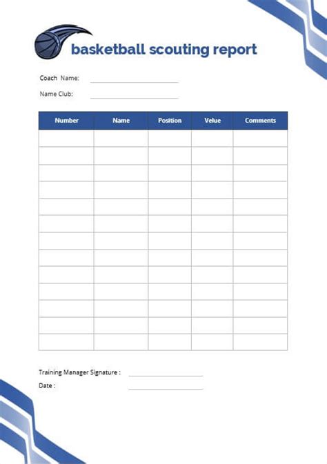 Basketball Scouting Template
