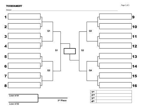 Basketball Tournament Brackets Printable
