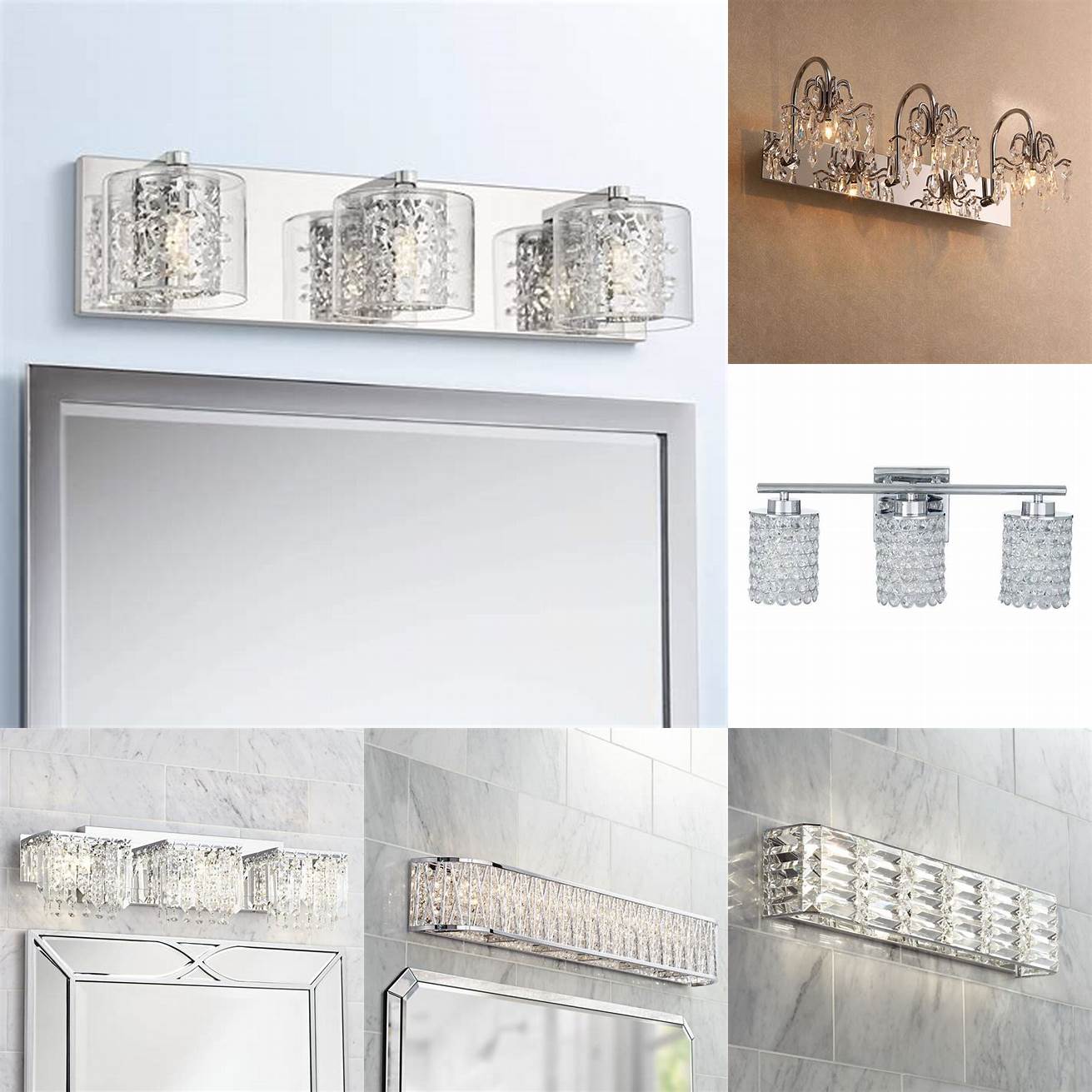 Bathroom Vanity Lights Chrome with Crystal Accents