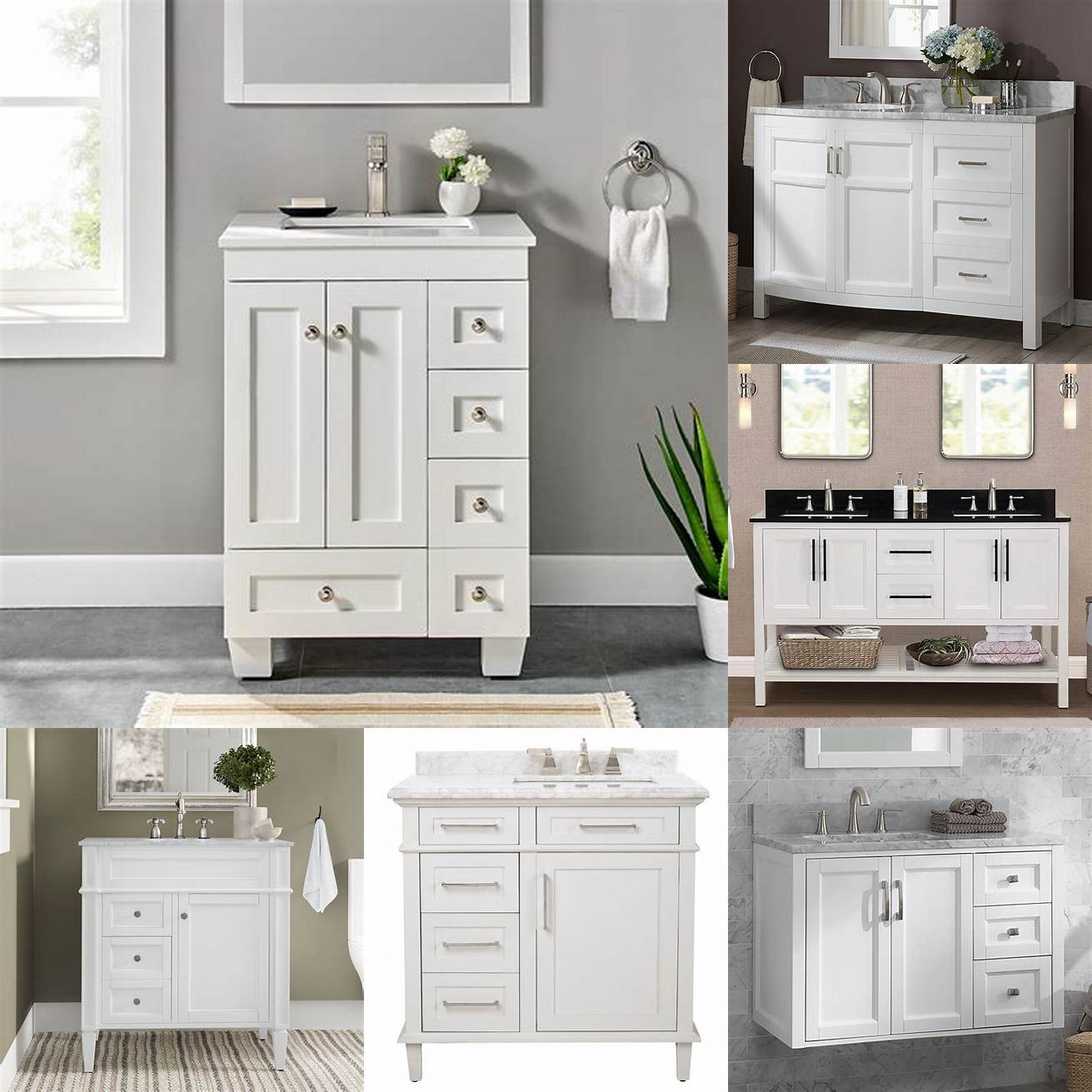 Bathroom Vanity with Side Cabinet in White