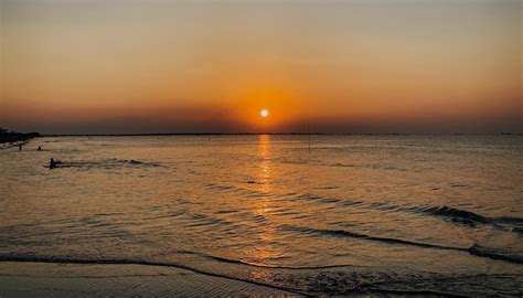 Beautiful landscape of sunset in pantai tirang tugurejo