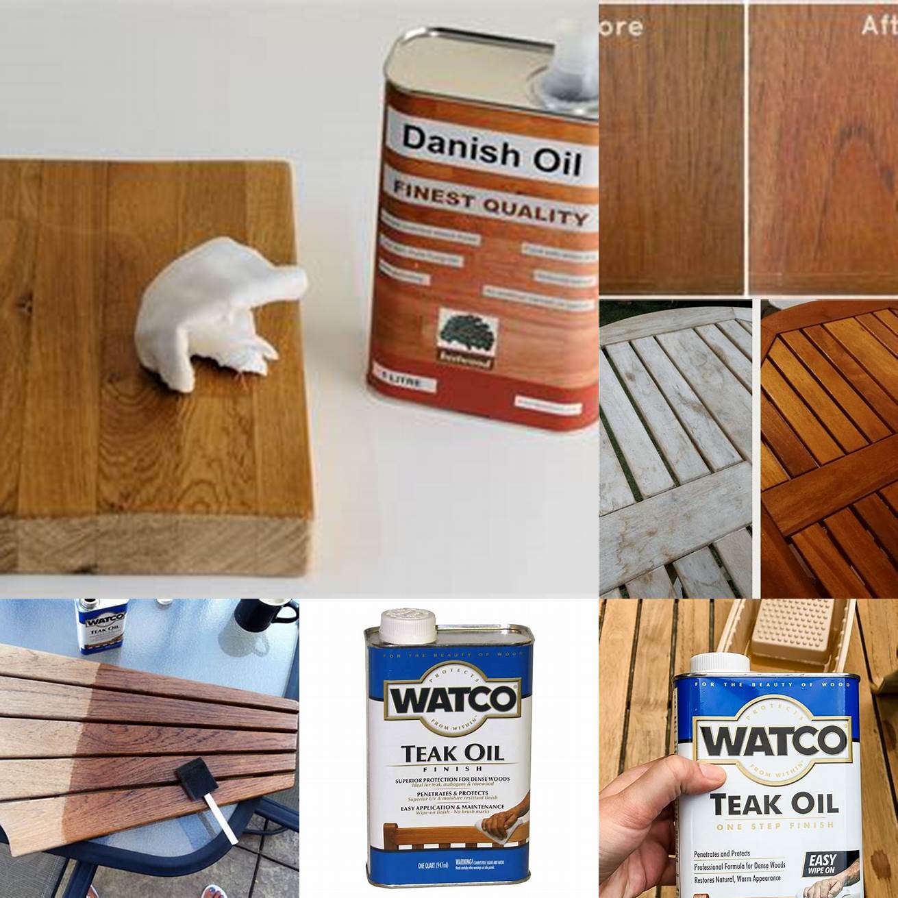 Before and After Applying Watco Teak Oil