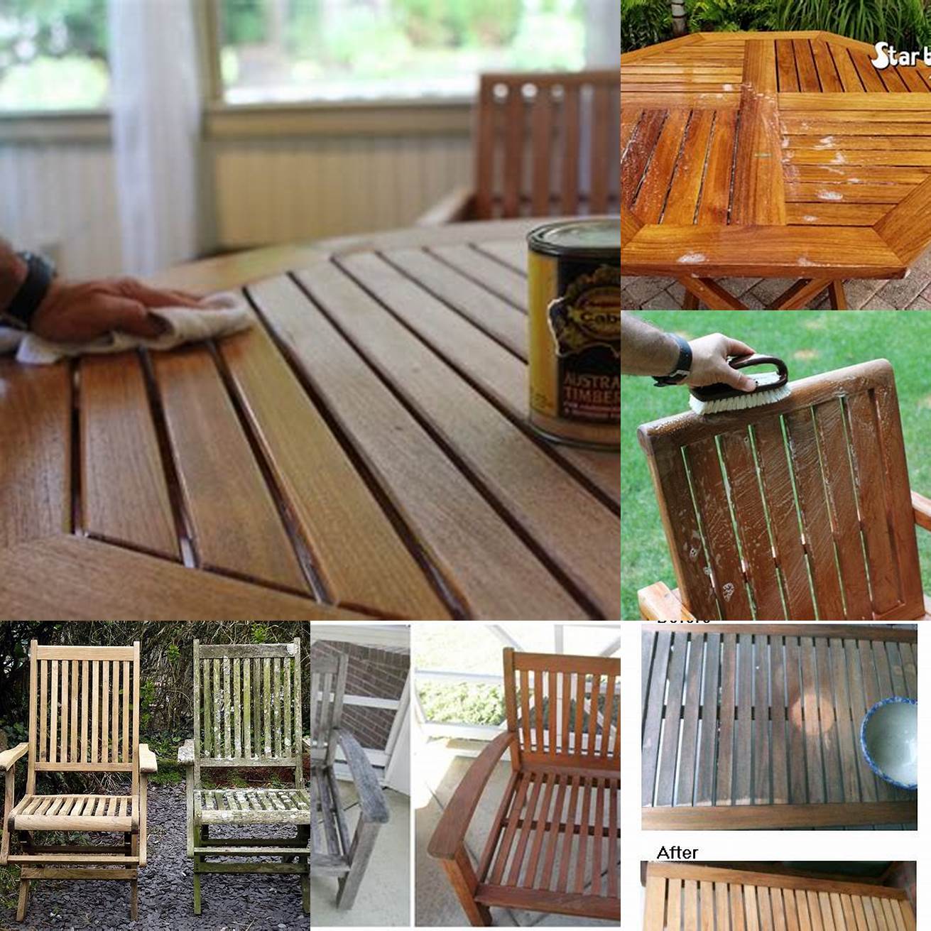 Before and After Teak Furniture Cleaning