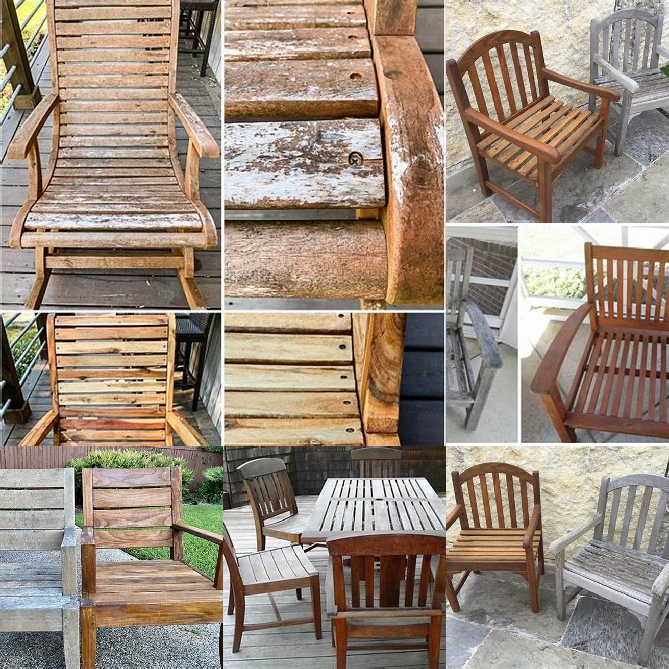 Before and After Teak Outdoor Furniture Repairs